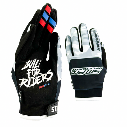 SMPro Stux White & Black Camo Gloves