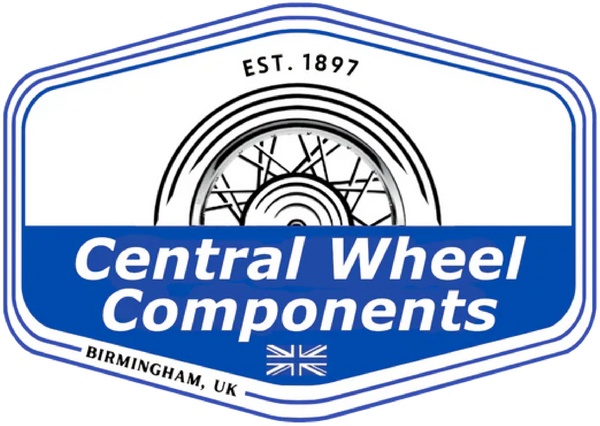 Logo of Central Wheel Components with a wheel illustration and text on a white background