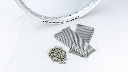 SMPro Pair of Alloy Rims - Sliver - 21"x1.60 36h + 19"x2.15 32h inc Spoke and Nipples