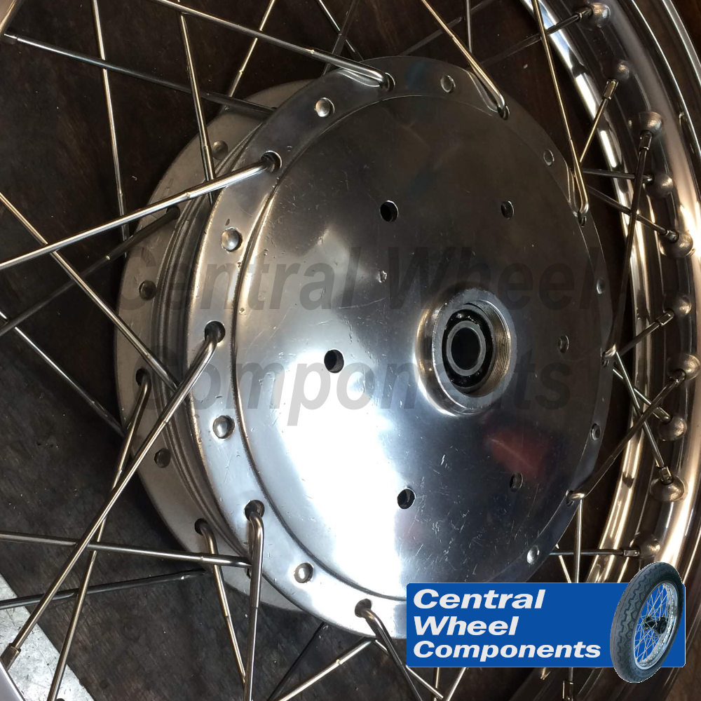 Norton Commando 18" x 2.15 Front Rim & Spoke Set – Stainless - Full Width Hub - Central Wheel Components