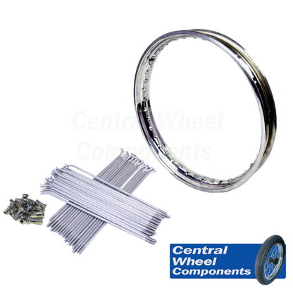 Ariel 350HT - 21" x 1.60 Front Rim & Spoke Set – Stainless - Alloy Full Width Hub (56-58) - Central Wheel Components